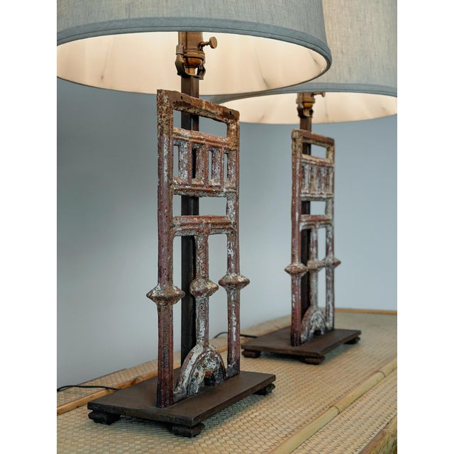 French 19th-Century Cast-Iron Architectural Fragment Table Lamps For Sale - Image 15 of 17