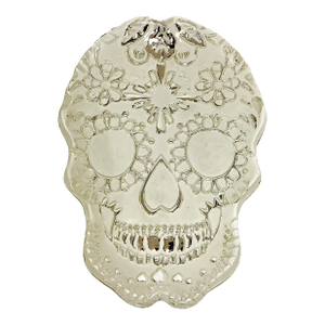 1980s Vintage Boho Chic Mexican Style Skull Decorative Bowl, Halloween