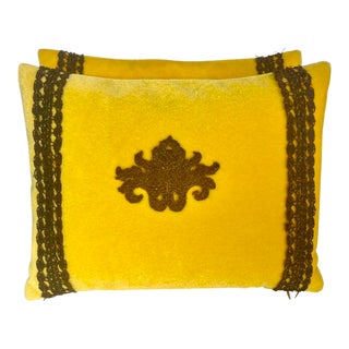 Pair of Custom Appliqué Pillows by Mla For Sale