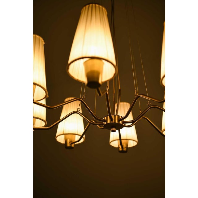 Brass and Fabric Chandelier by Hans Bergström for Asea, 1950s For Sale - Image 13 of 14