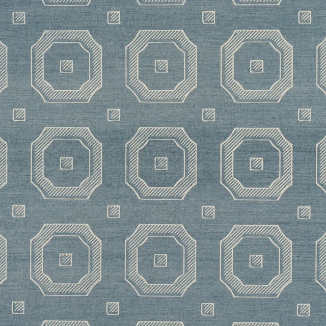 Contemporary SAMPLE - Schumacher Beveled Frame Sisal Wallpaper In Denim For Sale - Image 3 of 5