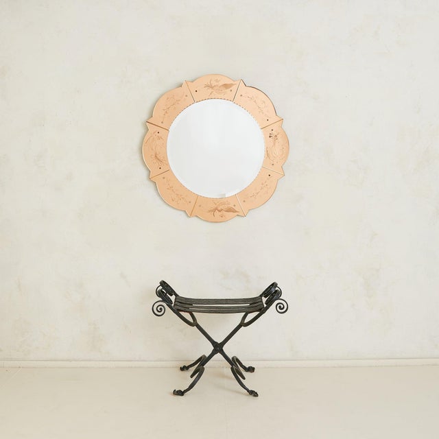 Vintage Spanish Brutalist Wrought Iron + Tooled Leather Folding Stool For Sale - Image 11 of 18