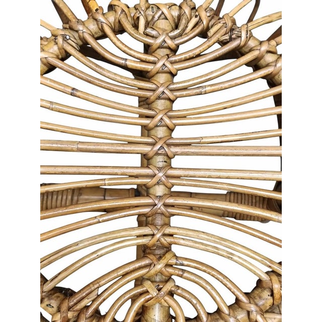 Mid-Century Modern Bamboo and Rattan Circular Stool attributed to Franco Albini, Italy, 1960s For Sale - Image 3 of 8