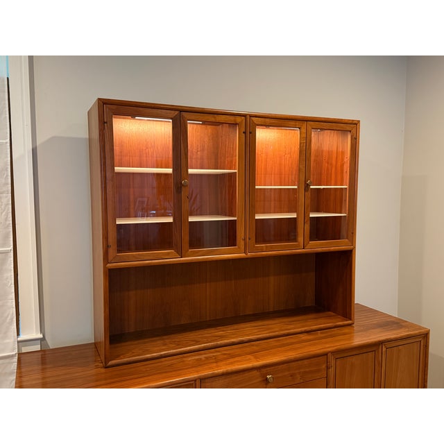 1960s Kipp Stewart for Drexel Declaration Two Piece Walnut Credenza Hutch For Sale - Image 13 of 17