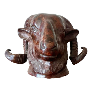 Vintage Boho Cast Bronze Rams Head