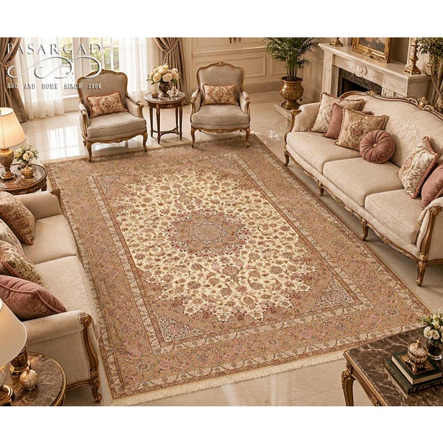 Super Fine Hand Knotted Persian Silk & Wool Isfahan Rug 8'3"x 11'9" For Sale - Image 17 of 17