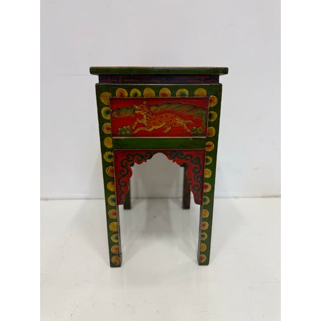 Vintage Hand Painted Tibetan Side Table For Sale - Image 9 of 9