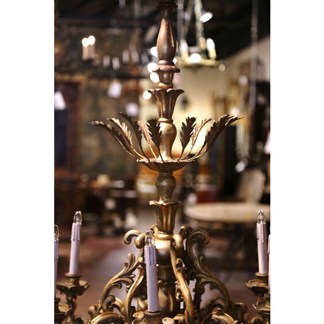 Rococo Early 20th Century French Rococo Carved Giltwood Six-Light Chandelier For Sale - Image 3 of 6