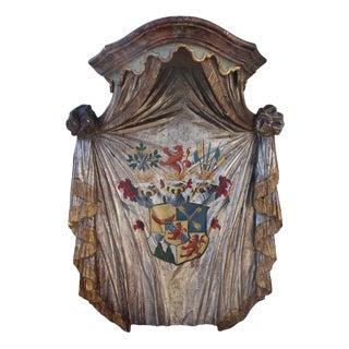 Large Heraldic Mantle in Carved and Painted Wood, 1890s For Sale