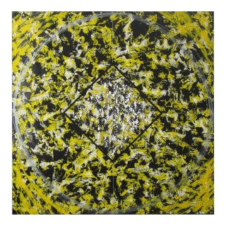 Gerald Campbell Mandala Painting in Yellow For Sale