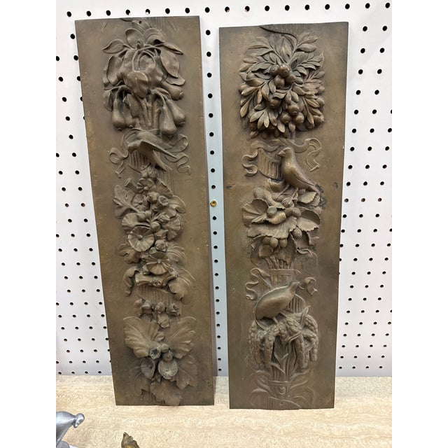 Fantastic pair of early 1940s French Bronze Wall Relief Plaques. Each comprised of solid bronze with original patina in...