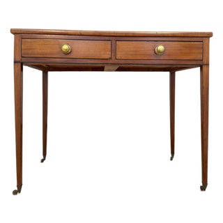 Late 20th Century English Victorian Mahogany Two-Drawer Writing Table For Sale