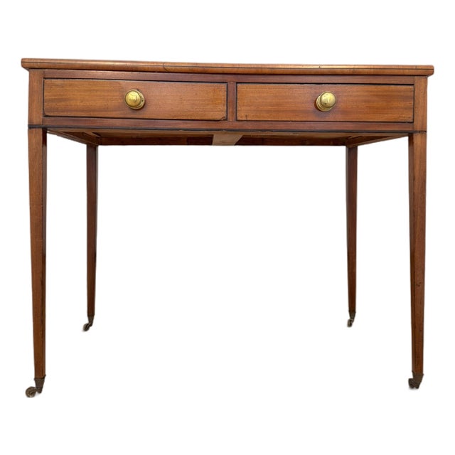 Late 20th Century English Victorian Mahogany Two-Drawer Writing Table For Sale