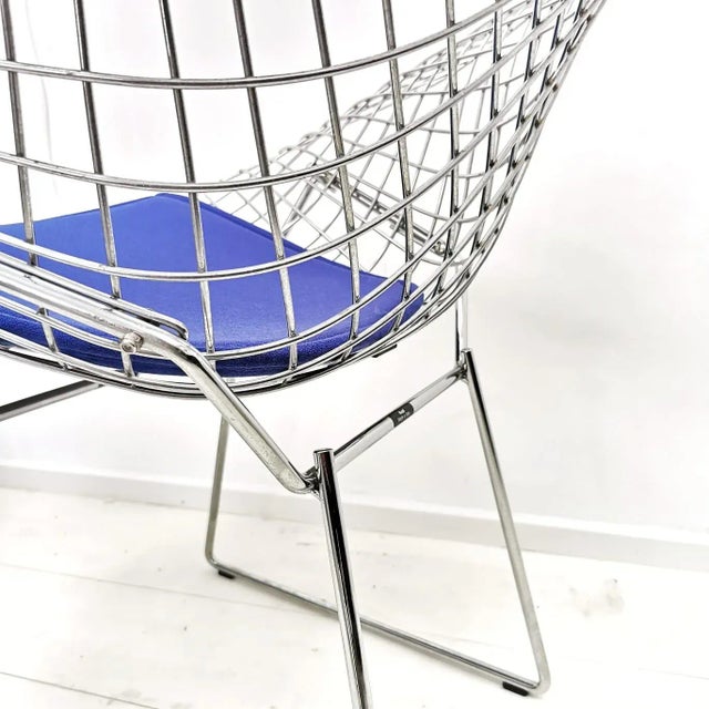 Blue Set of Diamond Chairs by Harry Bertoia for Knoll, 1980s For Sale - Image 8 of 10