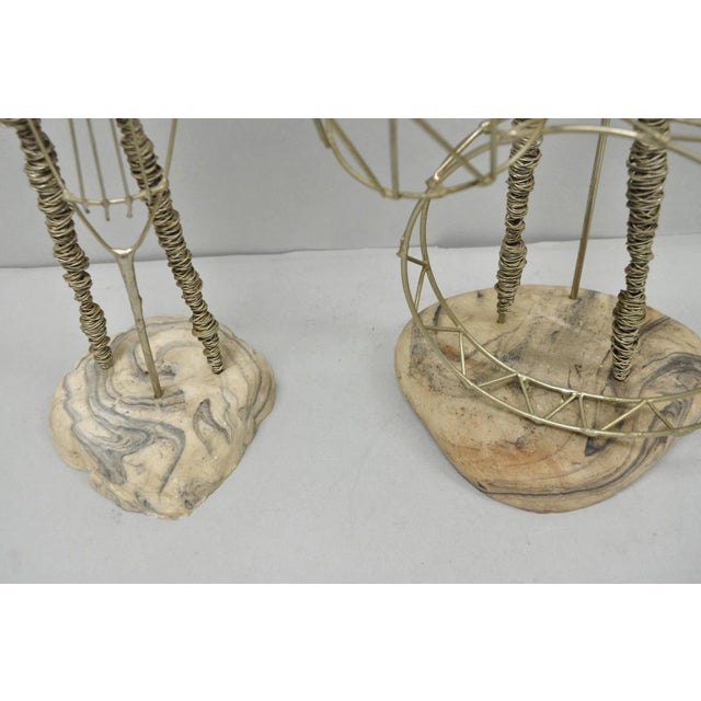 Silver Vintage Mid Century Modern Brutalist Wire Musician Band Figure Sculpture - Set of 2 For Sale - Image 8 of 17