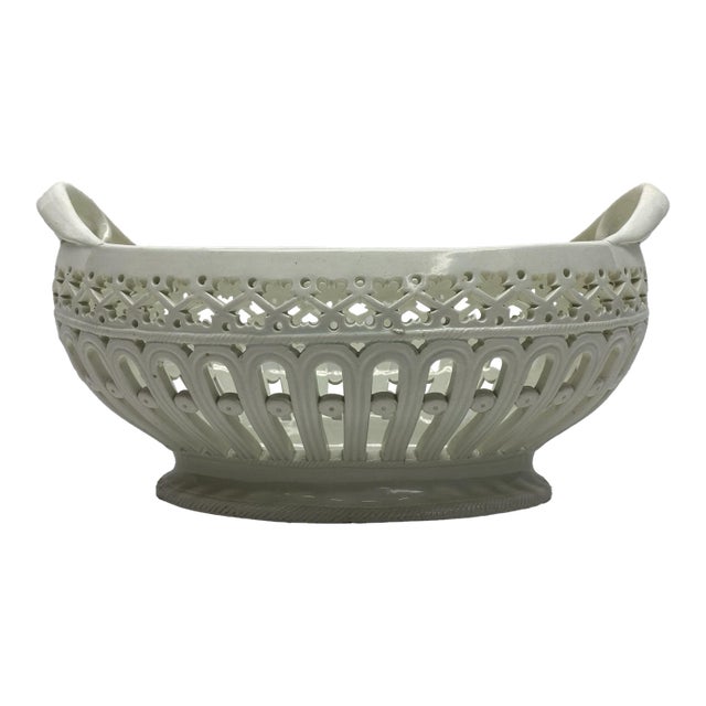 Antique 18th Century English George III Shorthose Creamware Basket For Sale