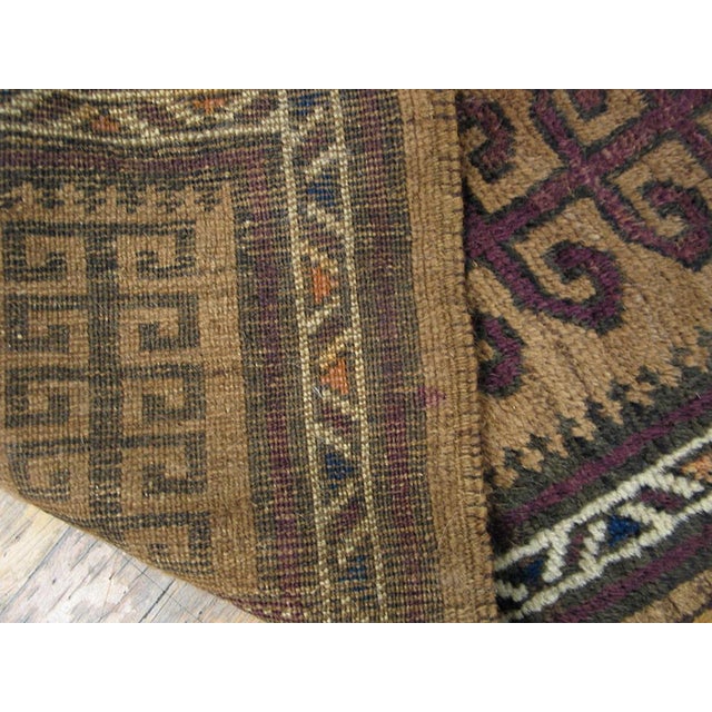 1890s Brown Abstract Geometric Antique Afghanistan Baluch-Turkmen Rug 2' 9" X 3' 10" Wool Carpet For Sale In New York - Image 6 of 6