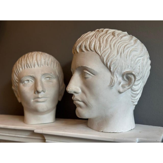 Young and Older Julius Caesar Plaster Heads, Set of 2 For Sale - Image 4 of 15