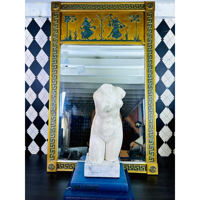 Oversized Neoclassical Greek Key Trumeau Wall Mirror With Classical Relief Frieze For Sale - Image 15 of 18