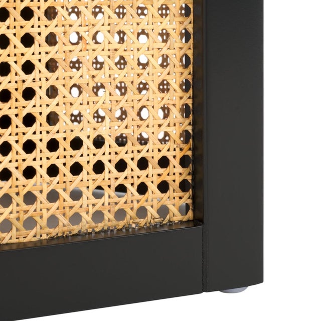 Early 21st Century Danez Hexagon Cane Accent Table in Black / Natural For Sale - Image 5 of 9