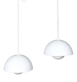 First Edition Enamel Flowerpot Pendants by Verner Panton for Louis Poulsen, 1960s, Set of 2
