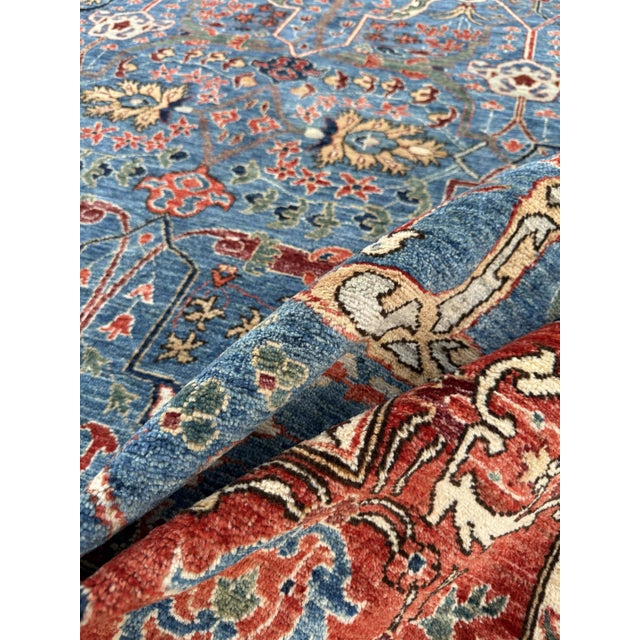 Blue Vintage Blue Persian Sultanabad Hand-Knotted Rug, 10'00 X 14'00 For Sale - Image 8 of 9