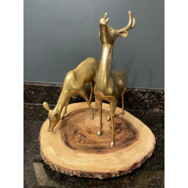 Vintage Regency Brass Deer Statues a Pair For Sale - Image 4 of 9