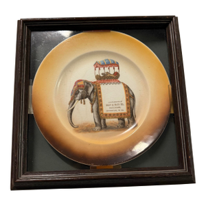 Rare 1911 Antique Taylor Smith Taylor Circus Elephant Dinner Plate in Frame