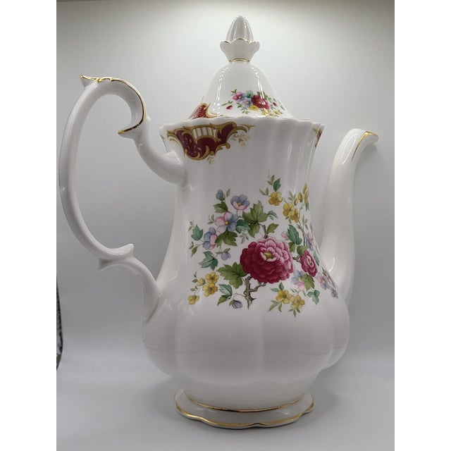 English Vintage Royal Albert Art Nouveau Style Chatelaine Tall Coffee/Chocolate/Tea Pot For Sale - Image 3 of 13