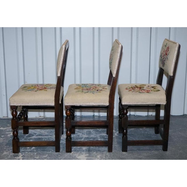 Textile English Victorian Floral Tapestry Dining Chairs, Set of 6 For Sale - Image 7 of 16