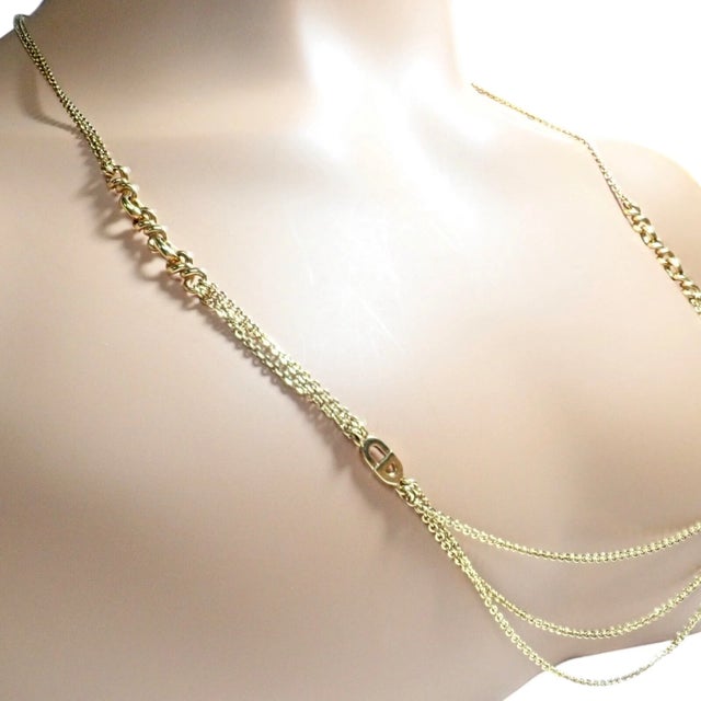 Vintage Christian Dior Solid Gold CD Three Strand 28" Long Necklace Germany For Sale - Image 9 of 13