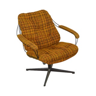 Homecrest Mid Century Modern Metal Wire Swivel Lounge Chair For Sale