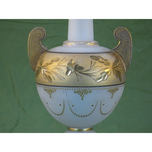Table Lamp Glass Urn Vase Antique Bohemian Moser Gold Leaves For Sale - Image 16 of 18