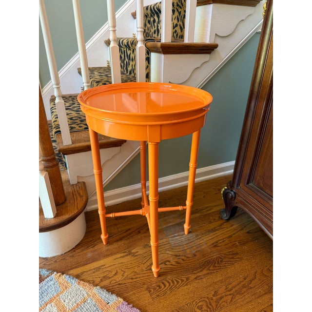 Lacquered Faux Bamboo Table For Sale - Image 4 of 8