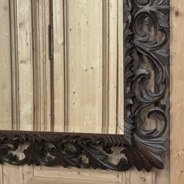 19th Century Renaissance Revival Hand-Carved Oak Mirror For Sale - Image 14 of 15