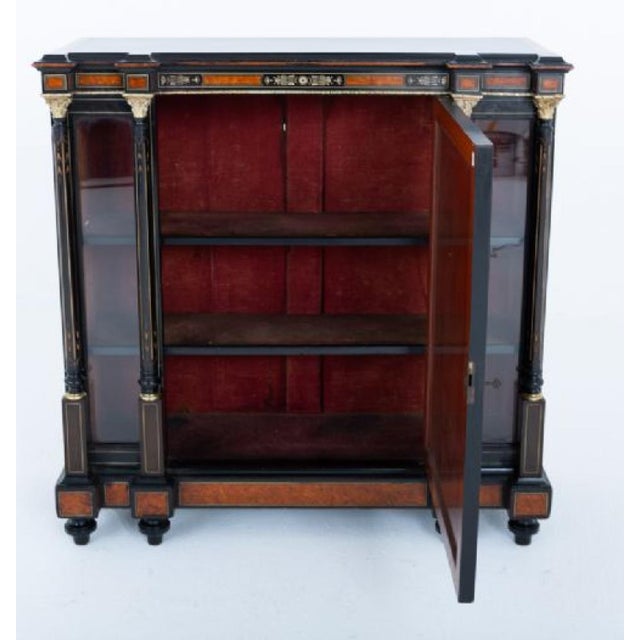 Victorian Sideboard Cabinet in Ebony, Walnut and Porcelain For Sale - Image 4 of 5
