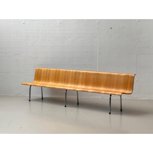 Bench in Laminated Beechwood with Tubular Steel Frame, 1960s For Sale - Image 18 of 18