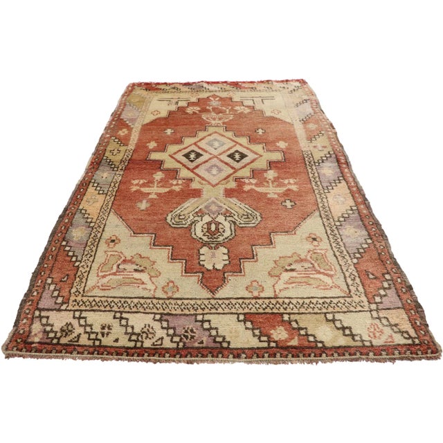 ラグ vintage turkish  rug,087 Vintage Turkish Oushak Rug - 03'04 X 06'08 | Chairish