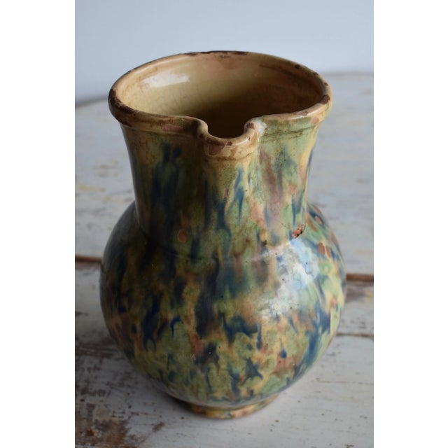 French Provincial 19th Century French Jaspe Glazed Pitcher For Sale - Image 3 of 8