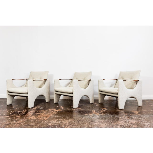 Set of 3 armchairs from Lódzkie Fabryki Mebli, 1975, Poland. This unique set is made of plywood, and have been completely...