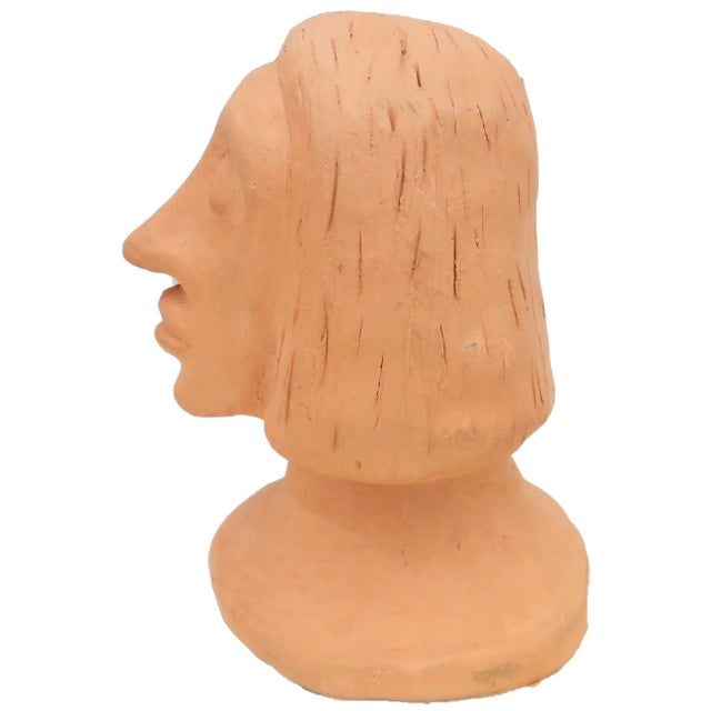 1960s Terracotta Sculpture Bust, Signed & Dated For Sale - Image 4 of 7