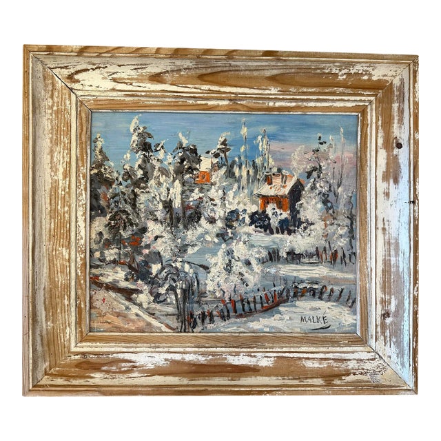 Early 20th Century Winter Scene Painting For Sale
