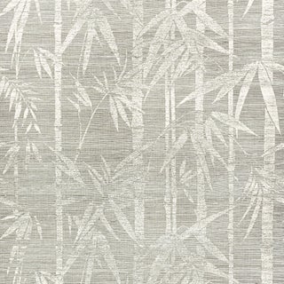 Sample - Schumacher Les Bambous Sisal Wallpaper in Fog For Sale