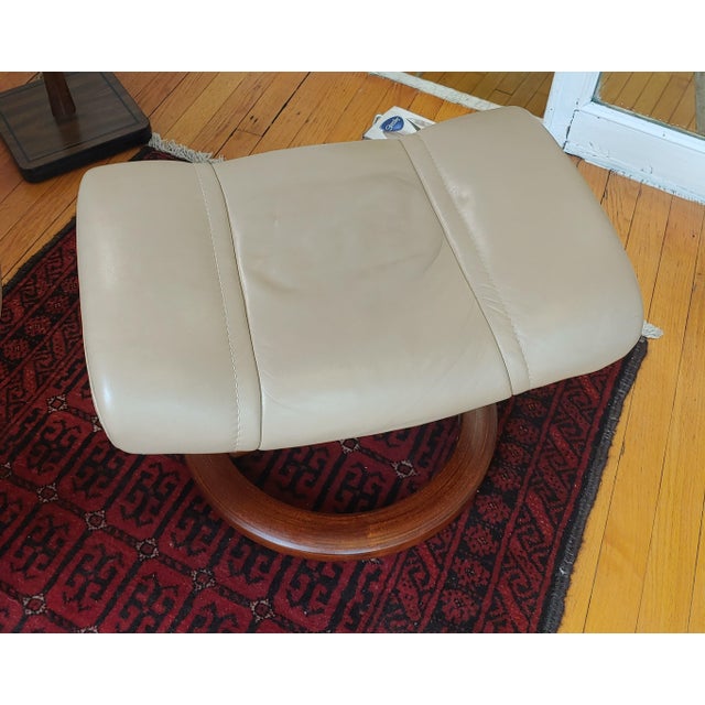 Tan Ekornes Stressless Classic Wing Recliner & Ottoman For Sale - Image 8 of 10