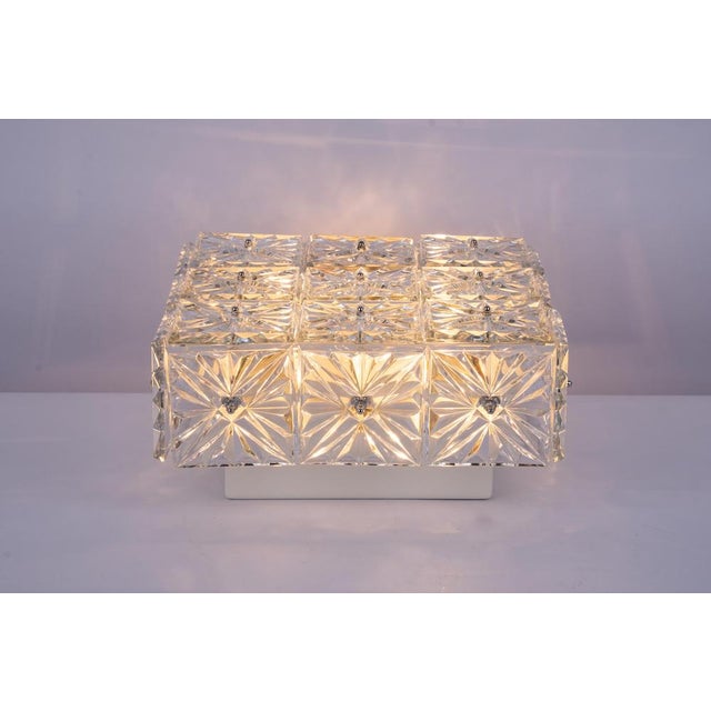 White Large Faceted Crystal Flush Mount, Germany, 1960s For Sale - Image 8 of 15