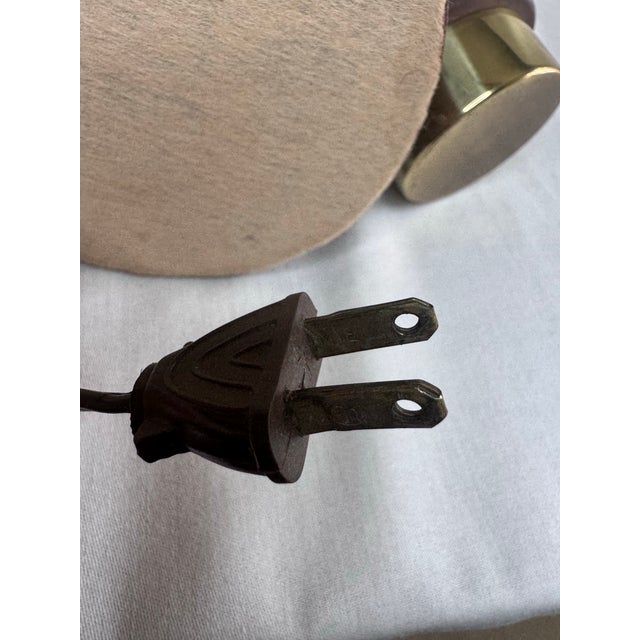 Vintage Mid Century Modern Atomic Cone Chocolate Brown Metal & Brass Finish Plug-in Desk Lamp For Sale - Image 11 of 11