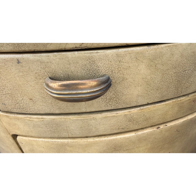1994 Maitland-Smith Oval Mirage Leather Nightstands, Pair For Sale - Image 12 of 17