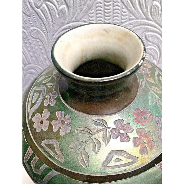 Ceramic Antique Early 1900's Hand Made Art Nouveau Studio Art Pottery Large Vase For Sale - Image 7 of 8