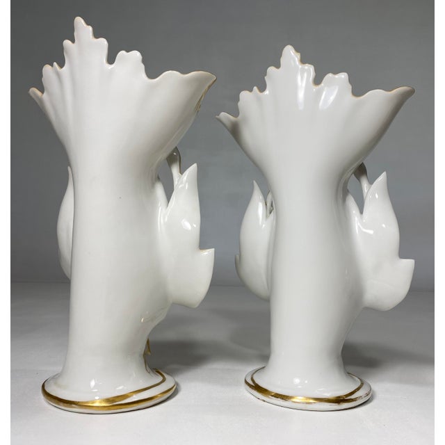 Antique Jacob Petit Style Old Paris Vases, Sculptural Gold Gilt, Hand Painted Porcelain, Spill Vases - a Pair For Sale In Atlanta - Image 6 of 11