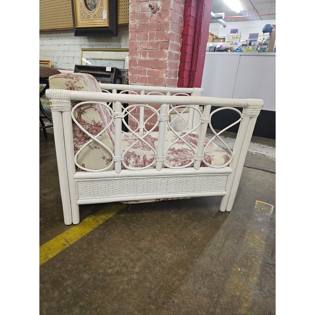 White White Wicker and Rattan Henry Link Style Club Chair For Sale - Image 8 of 10